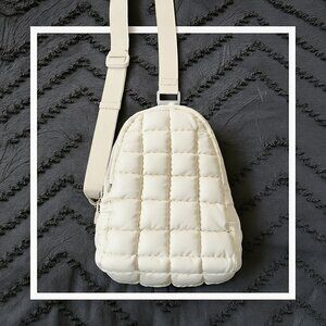 Madison West Cream Quilted Crossbody Bag